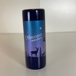 3/$12 Minocqua Wisconsin Ceramic Shot Glass with Gold Rim